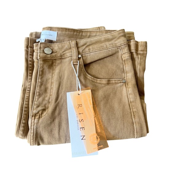 Risen Los Angeles Women's Mocha Cargo Wide Leg Jeans Size 11/30 New With Tags - Picture 1 of 12